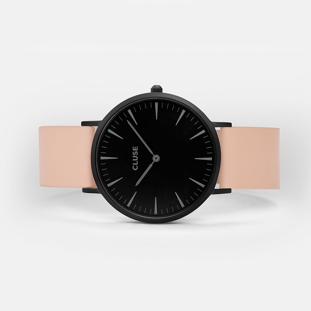 CLUSE La Bohème Full Black Nude Watch CL18503 38mm Leather Strap Women's
